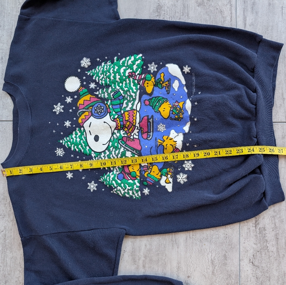 Vintage Tultex Peanuts Snoopy Woodstock Bubble Graphic Navy Sweatshirt XL - Picture 8 of 11